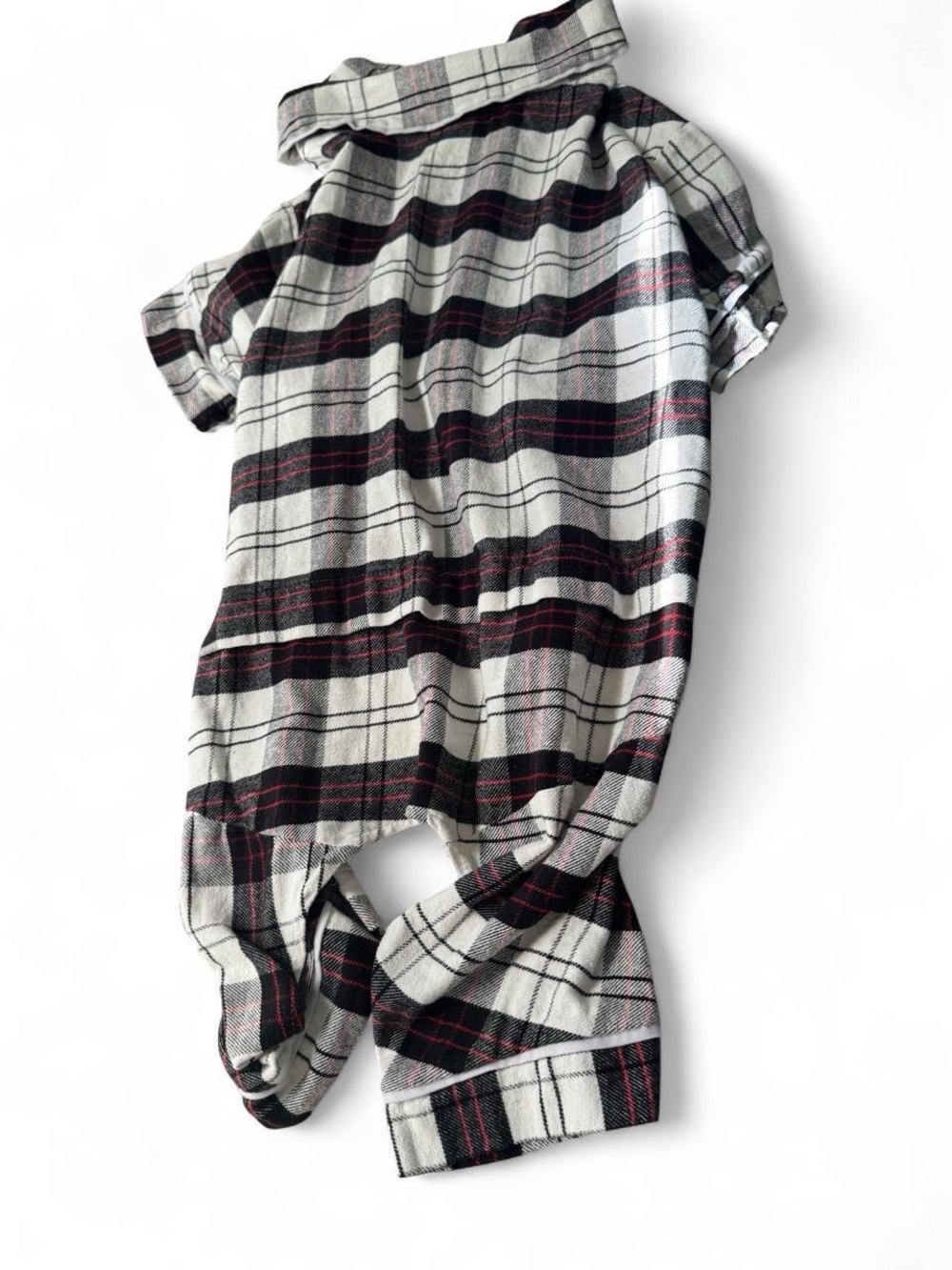 Cozy Plaid Dog Pajama Shirt in Black, White & Red